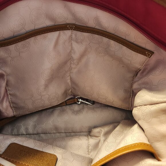 Michael Kors Kempton Red Nylon with Leather Accents Tote Bag - Picture 9 of 16